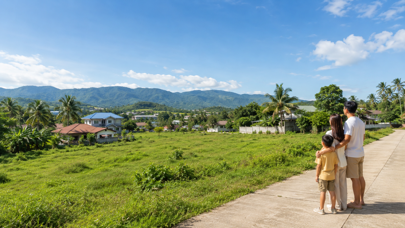 Family looking at residential land in Sta Lourdes, Puerto Princesa, Palawan